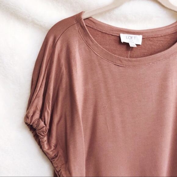 LOFT Lounge Rust Pink Super Soft Tie Sleeve Shirt - Picture 4 of 8